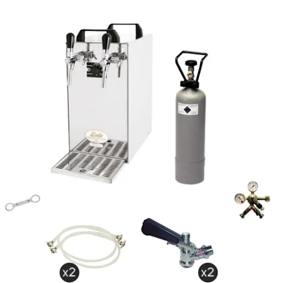 Komplett set - Öltapp - kontakt 40 två linjer torr kylare, run kylare 50 liter/h, KEG:Type G, KEG 2:5 liters adapter