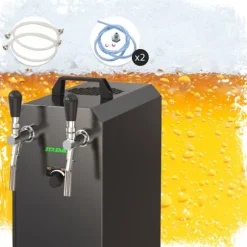 Komplett set - Öltapp STREAM 50K med luftpump ölkorg, flödeskylare 2-ledare torrkylare, upp till 55 liter/h - BLACK EDITION, KEG:utan, KEG 2:Type M