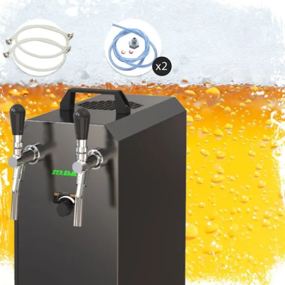 Komplett set - Öltapp STREAM 50K med luftpump ölkorg, flödeskylare 2-ledare torrkylare, upp till 55 liter/h - BLACK EDITION, KEG:utan, KEG 2:Type M