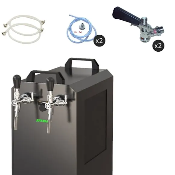 Komplett set - Öltapp STREAM 80K med luftpump, ölväska, genomströmningskylare, 2-linjers torrkylare, KEG 2:NC Adapter, KEG:KeyKeg