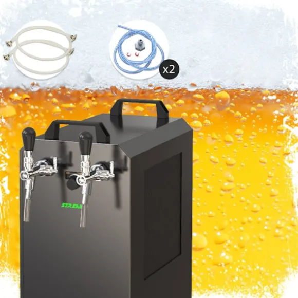 Komplett set - Öltapp STREAM 80K med luftpump, ölväska, genomströmningskylare, 2-linjers torrkylare, KEG 2:NC Adapter, KEG:KeyKeg
