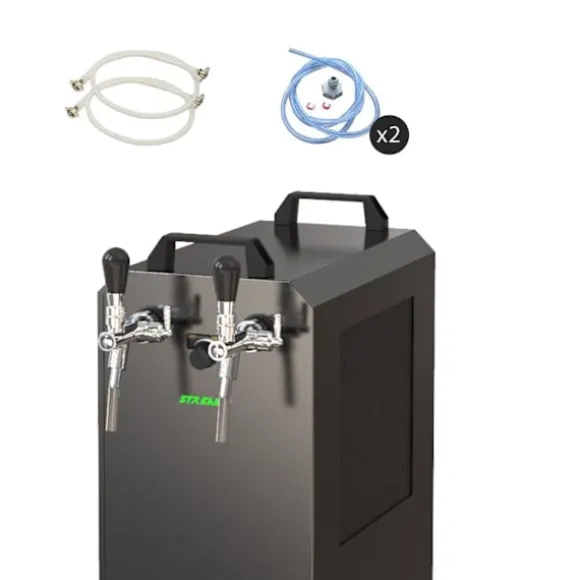 Komplett set - Öltapp STREAM 80K med luftpump, ölväska, genomströmningskylare, 2-linjers torrkylare, KEG:Type A, KEG 2:NC Adapter