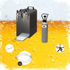 Komplett set - Öltapp - STREAM 80 ölkassett, flödeskylare 2-linjers torrkylare, KEG:Type D, KEG 2:Type D