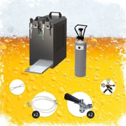 Komplett set - Öltapp - STREAM 80 ölkassett, flödeskylare 2-linjers torrkylare, KEG:NC Adapter, KEG 2:NC Adapter
