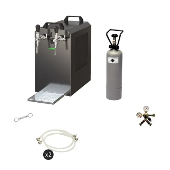 Komplett set - Öltapp - STREAM 80 ölkassett, flödeskylare 2-linjers torrkylare, KEG:5 liters adapter, KEG 2:utan