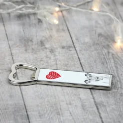 Korthårig foxterrier - flasköppnare med en hund, personlig kylöppnare, unik present till en man från Art-Dog