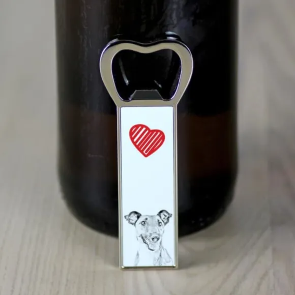 Korthårig foxterrier - flasköppnare med en hund, personlig kylöppnare, unik present till en man från Art-Dog