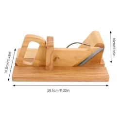 Korvskärare - Manuell mat- och korvskärare - 17 cm klinga i 420 rostfritt stål - Bas i gummiträ - För kött, grönsaker, frukt