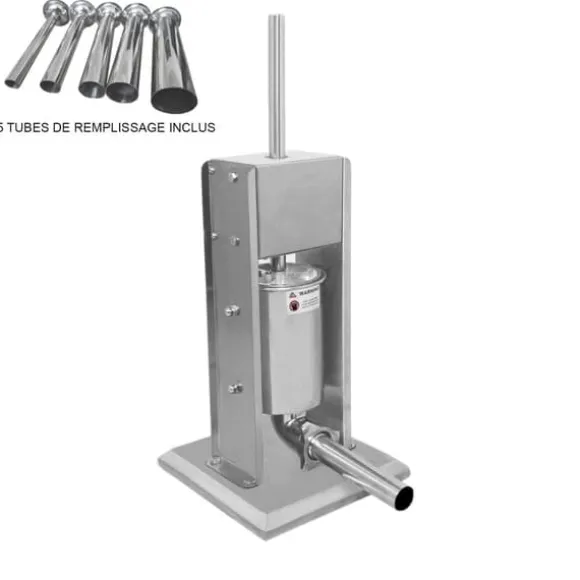 Korvstoppare 5 L Rostfritt Stål med 5 x Korvhorn Manuell Korvstoppningsmaskin Kommersiell Professionell Storkök Restaurang Hemmabruk Slakteri