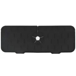 Kran Absorberande matta Tvättbar Återanvändbar Silikon Diskbänk Bänkskiva Vattenfångare för kök Badrum RV 61x14cm Svart