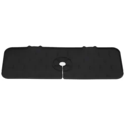 Kran Absorberande matta Tvättbar Återanvändbar Silikon Diskbänk Bänkskiva Vattenfångare för kök Badrum RV 61x14cm Svart