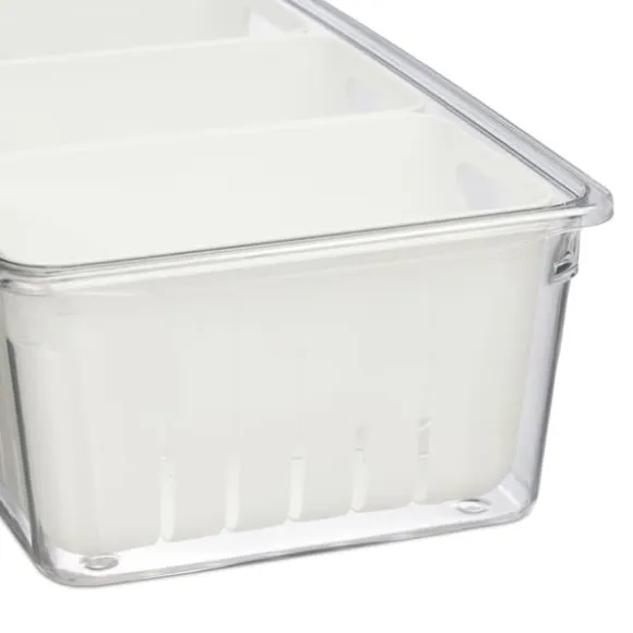 Kylskåpsförvaringslåda, 10x32x17,5 cm, Transparent, Vit