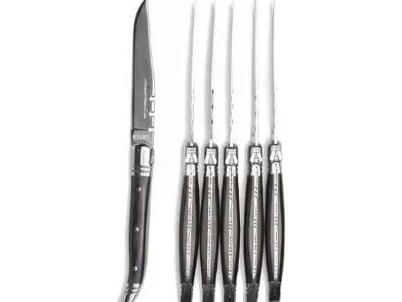 Laguiole Heritage stekknivar 6 st Svart