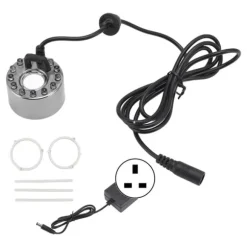 12 lampor Färgglad Dimmakare i rostfritt stål Vattendimma Atomizer för Aromaterapi Oxygen Bar Waterscape Atomized Bonsai UK Plug 110‑240V