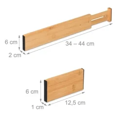 Lådinredningsset, Bambu, 6x34-44x2 cm, Natur