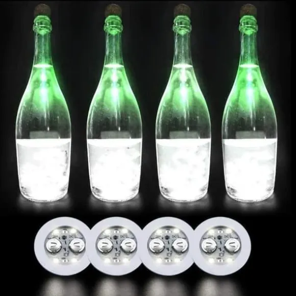 LED-belysta glasunderlägg - Faderr - Set med 10 - Runda - Vit - 3 ljuslägen