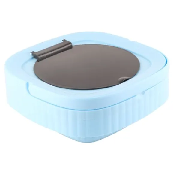 Liten hopfällbar tvättmaskin TPE och PP 100‑240V Inbyggd dehydrator 6L Mini Bärbar Hinkbricka för Underkläder Strumpa Blå US Plugg