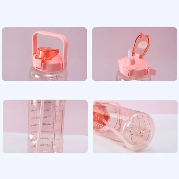 2 liters motivationsflaska med schema - Rosa