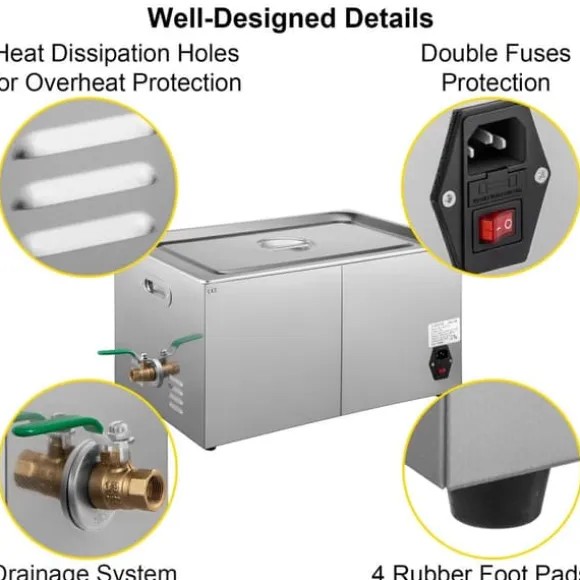 15L 40kHz 360W digital ultraljudsrengörare, djuprengöring, justerbar tid/temperatur, humaniserad design, bred applikation