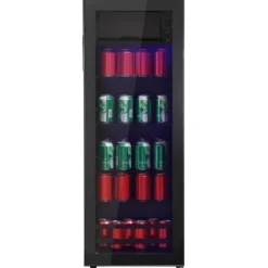 128L Mini-Kylskåp, 8L frys + 120L kyl, För 94 burkar, Tyst drift, Kompressor, LED-ljus, Justerbara hyllor