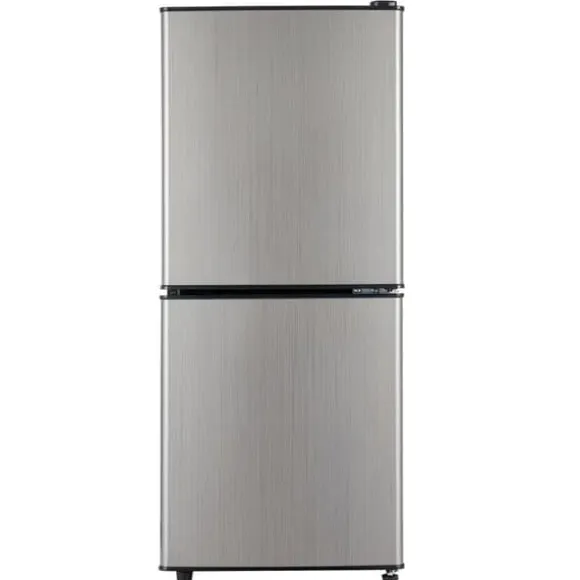 106L Mini-Kylskåp, 60L kyl + 46L frys, 7 temperaturer, Silverdörr, LED-ljus, Justerbara hyllor, 166 kWh/år