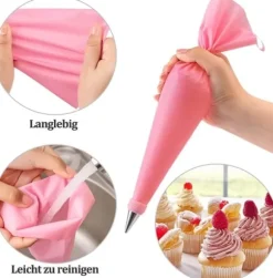 Lollanda 40-delars spritspåse set med tyllar – Med spritspåsar och tyllar för tårtor, bakverk och dekorationer