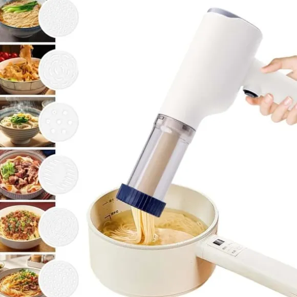Lollanda Lollanda 6-i-1 automatisk pastamaskin, elektrisk pastamaskin, handhållen automatisk pastatillverkare, ergonomisk design, lätt att rengöra