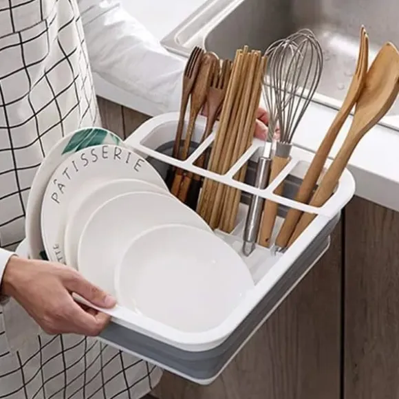 Lollanda Vikbar Diskställ 36.5 cm, Hopfällbart Diskställ i grått - Plast, Dräneringsbricka, Kök, Diska, Camping