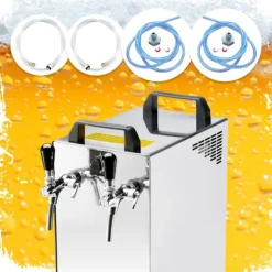 öltapp Kontakt 40/K 2-linjers torrkylningsenhet av rostfritt stål, 50 liter/h, med membranpump, Green Line, KEG 2:Type M, KEG:NC Adapter