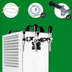 öltapp Kontakt 40/K 2-linjers torrkylningsenhet av rostfritt stål, 50 liter/h, med membranpump, Green Line, KEG:Type G, KEG 2:Type D