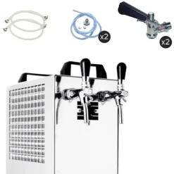 öltapp Kontakt 40/K 2-linjers torrkylningsenhet av rostfritt stål, 50 liter/h, med membranpump, KEG:5 liters adapter, KEG 2:5 liters adapter