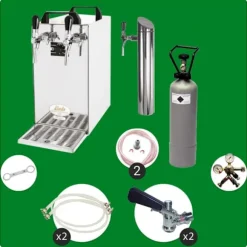 Öltapp- kontakt 40 2-sidigt torrkylare, kontinuerlig kylare 50 liter / h, inkl. Dispenserspelare, Green Line, KEG 2:Type D, KEG:NC Adapter
