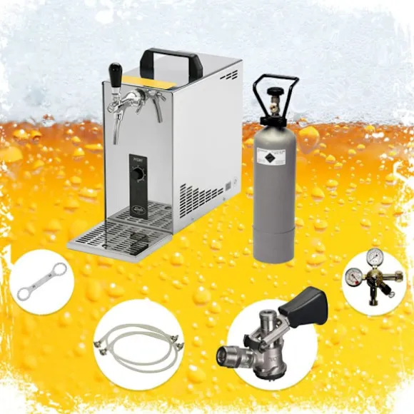Öltapp, öldispenser, ölmaskin, ölautomat, ölkylare PYGMY 25, en linje torr kylare, 35 liter/h -Bierkoffer, waterchiller, Green Line, KEG:Type A