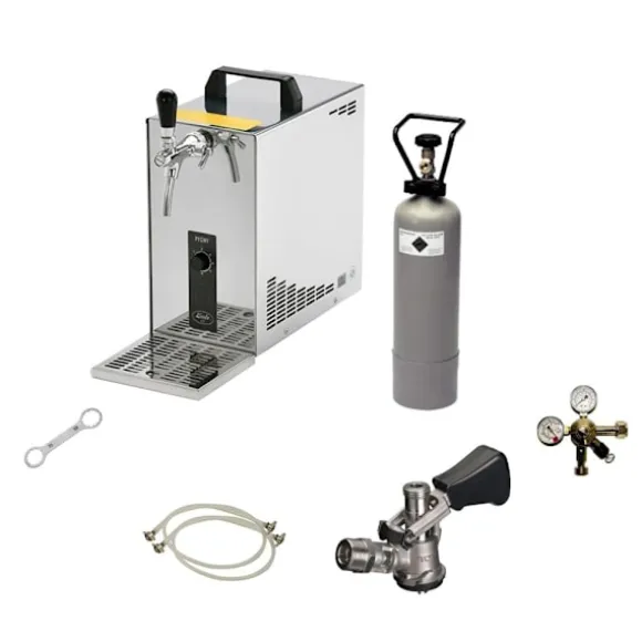 Öltapp, öldispenser, ölmaskin, ölautomat, ölkylare PYGMY 25, en linje torr kylare, 35 liter/h -Bierkoffer, waterchiller, Green Line, KEG:Type A