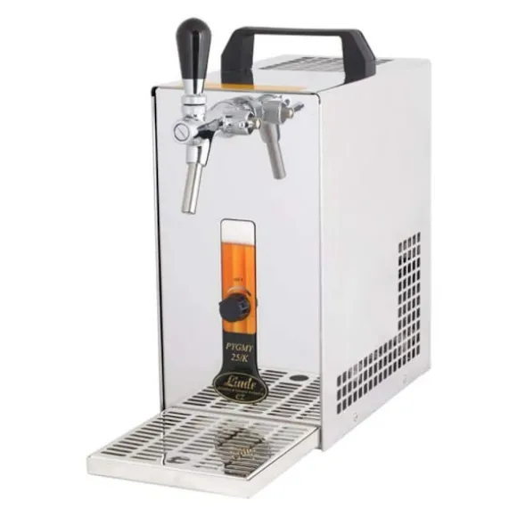 Öltapp, öldispenser, ölmaskin, ölautomat, ölkylare PYGMY 25 / K med membranpump, 1-rads torrkylare av rostfritt stål, 35 liter/h, Green Line