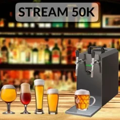 Öltapp STREAM 50K med luftpump, ölväska, genomströmningskylare 2-radig torr svalare, upp till 55 liter / h - SVART UTGÅNG, KEG:Type M, KEG 2:Type M