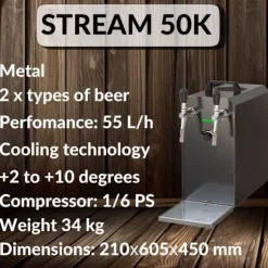 Öltapp STREAM 50K med luftpump, ölväska, genomströmningskylare 2-radig torr svalare, upp till 55 liter / h - SVART UTGÅNG, KEG:Type M, KEG 2:Type M