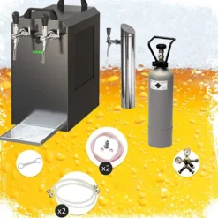 Öltapp - STREAM 50 ölväska, genomströmningskylare, 2-rads torrkylare, upp till 55 liter / h - SVART UTGÅNG, KEG:Type D, KEG 2:utan