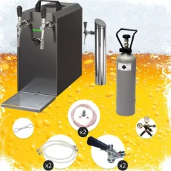 Öltapp - STREAM 50 ölväska, genomströmningskylare, 2-rads torrkylare, upp till 55 liter / h - SVART UTGÅNG, KEG:Type D, KEG 2:Type M