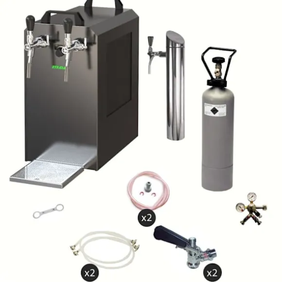 Öltapp - STREAM 80 ölväska, genomströmningskylare, 2-rads torrkylare, KEG:5 liters adapter, KEG 2:utan