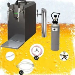 Öltapp - STREAM 50 ölväska, genomströmningskylare, 2-rads torrkylare, upp till 55 liter / h - SVART UTGÅNG, KEG:5 liters adapter, KEG 2:KeyKeg