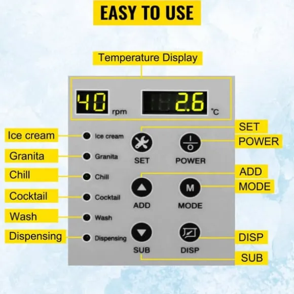 6L 450W slush maskin för hemmabruk, 4 valbara lägen, effektiv kylning, 360° omrörning, lätt att använda, lätt att rengöra