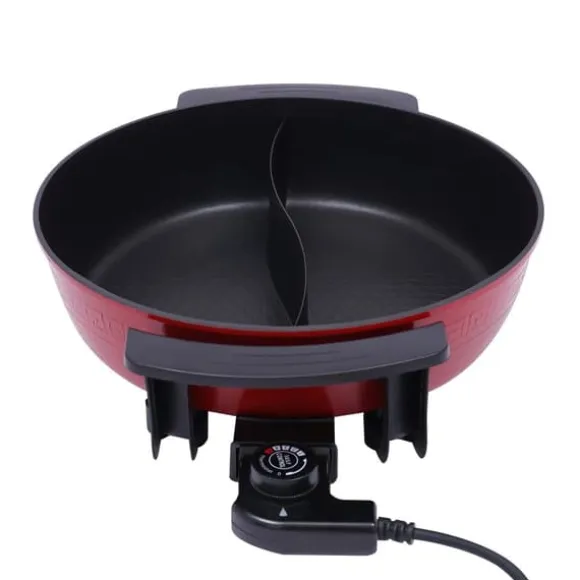 Mandarin Duck hotpot-gryta, dubbel delad 6 liter med yin-yang-avdelare, mörk khaki, kinesisk fondue för hem och fest