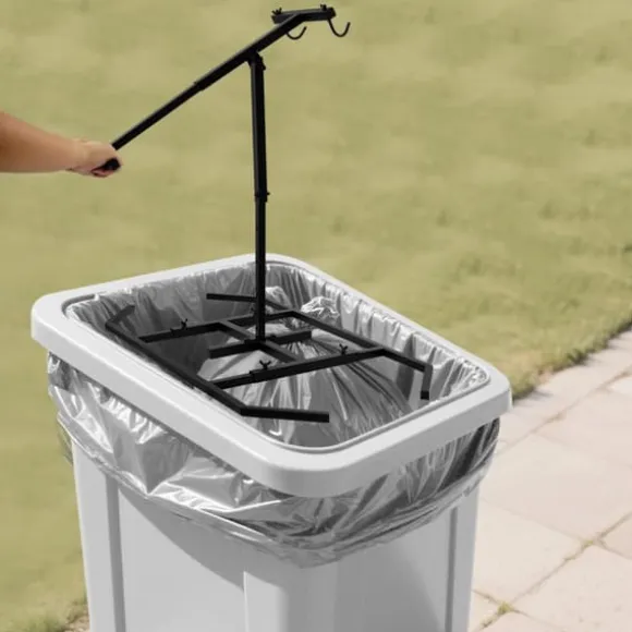 Manuell soppress - Avfallskomprimator - Höjdjusterbar 48,5–64,5 cm (3 nivåer) - Stål - Ugnshärdad lack - Svart