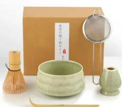 Matcha Kit-Kit Matcha-Matcha Set-5 delar, med matcha visp, matcha sked, matcha skål, skedhållare, matcha sikt.