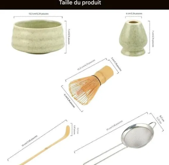 Matcha Kit-Kit Matcha-Matcha Set-5 delar, med matcha visp, matcha sked, matcha skål, skedhållare, matcha sikt.