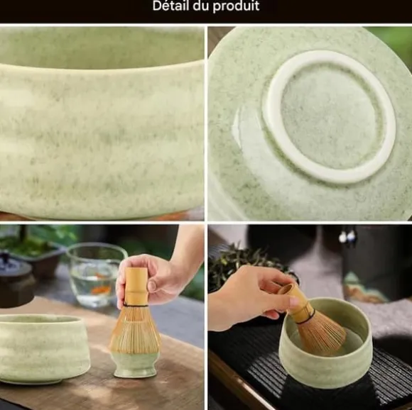 Matcha Kit-Kit Matcha-Matcha Set-5 delar, med matcha visp, matcha sked, matcha skål, skedhållare, matcha sikt.