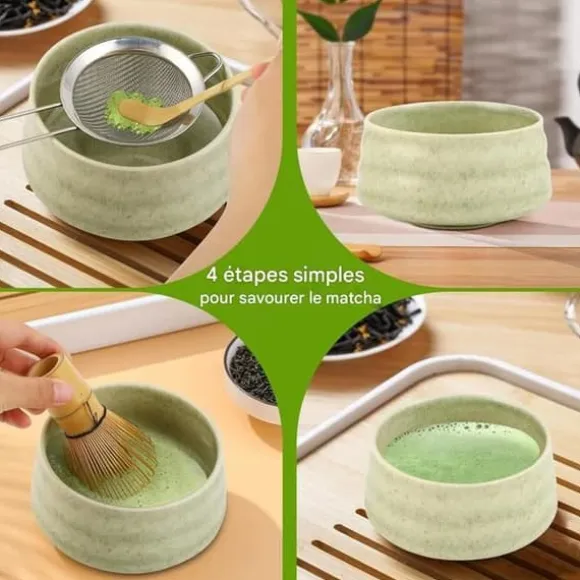 Matcha Kit-Kit Matcha-Matcha Set-5 delar, med matcha visp, matcha sked, matcha skål, skedhållare, matcha sikt.