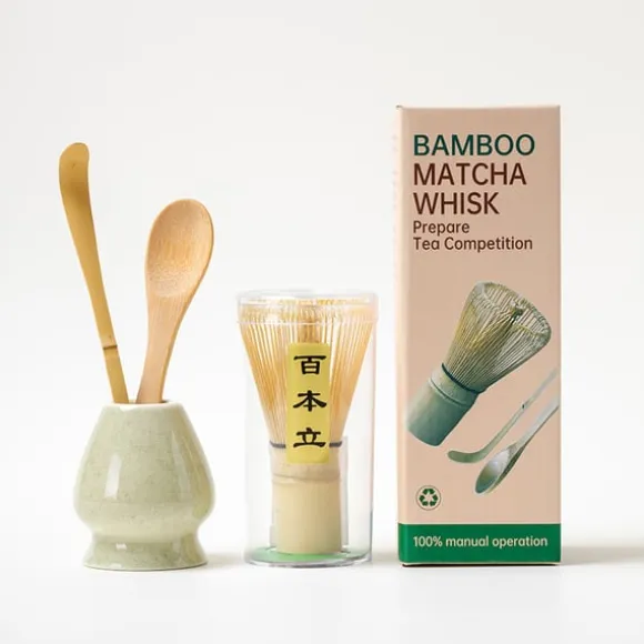 Matcha Visp Set SQ Litet Set 4st Matcha Färg Ny Box