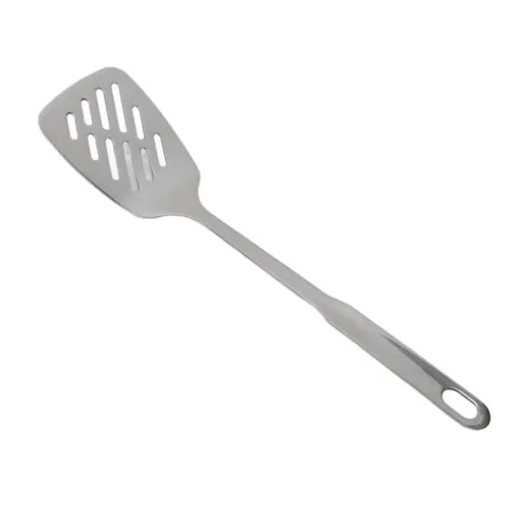 Matlagningssked Rostsäker Smidigt 304 rostfritt stålspatel Halkbeständigt handtag Matlagningssked för hemköksstål (med hål)